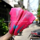  Giày Bóng Đá Cỏ Nhân Tạo Mercurial Superfly 10 Cổ Cao Hồng Đậm Logo Xanh TF 