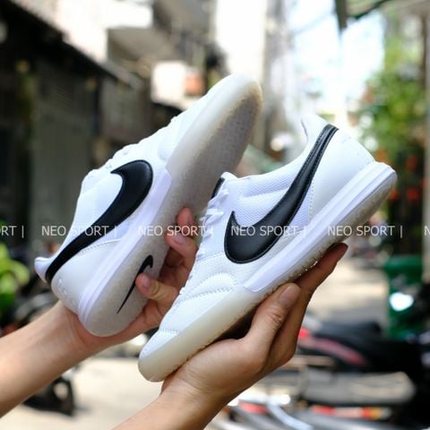  Giày Đá Banh Futsal Tiempo Sala Trắng Logo Đen IC 