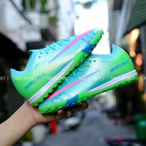  Giày Bóng Đá Cỏ Nhân Tạo Mercurial Vapor 16 Elite Bo Thun Cosmic Xanh Ngọc/Hồng TF 