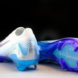  Giày Bóng Đá Cỏ Tự Nhiên Mercurial Vapor 16 Elite Bo Thun Trắng Xanh Hologram FG 