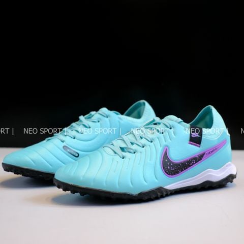  Giày Bóng Đá Cỏ Nhân Tạo Tiempo 10 Pro bo thun Xanh Ngọc TF 