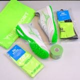  Giày Bóng Đá Cỏ Nhân Tạo Mizuno Morelia Neo 3 Sala Beta SF Bo Thun Trắng/Xanh Lá TF 
