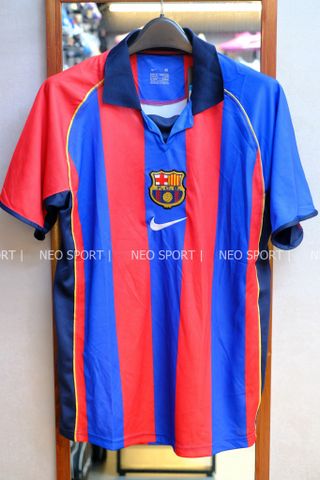 Áo Retro - Áo đấu Barca Xanh/Đỏ 2001/02 