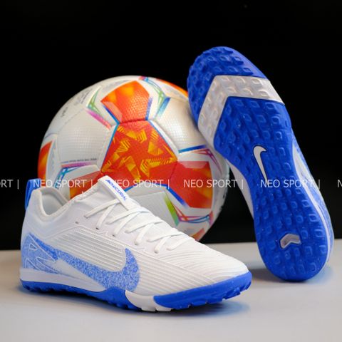  Giày Bóng Đá Cỏ Nhân Tạo Mercurial Vapor 16 Pro Bo Thun V3 Trắng Đế Xanh Bích TF 