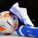  Giày Bóng Đá Cỏ Nhân Tạo Mercurial Vapor 16 Pro Bo Thun V3 Trắng Đế Xanh Bích TF 