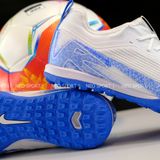  Giày Bóng Đá Cỏ Nhân Tạo Mercurial Vapor 16 Pro Bo Thun V3 Trắng Đế Xanh Bích TF 
