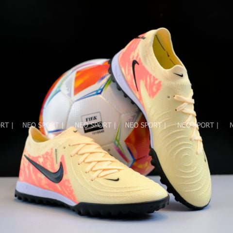  Giày Bóng Đá Cỏ Nhân Tạo Phantom GX2 Elite Bo Thun Vàng Gót Cam TF 