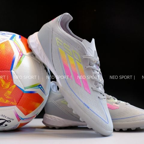  Giày Bóng Đá Cỏ Nhân Tạo F50 Xám Logo Hồng/Chuối TF 