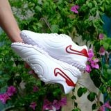  Giày Bóng Đá Cỏ Nhân Tạo Tiempo 10 Pro Bo Thun Trắng Vạch Đỏ TF 