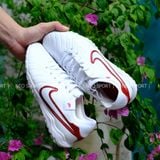 Giày Bóng Đá Cỏ Nhân Tạo Tiempo 10 Pro Bo Thun Trắng Vạch Đỏ TF 