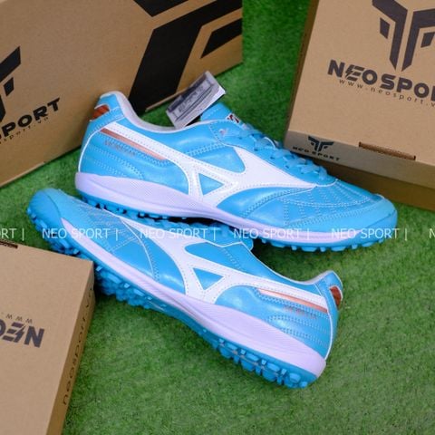  Giày Bóng Đá Cỏ Nhân Tạo Mizuno Morelia Sala Xanh Da Đinh Tròn TF 