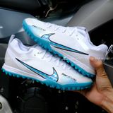  Giày Bóng Đá Cỏ Nhân Tạo Mercurial Vapor 15 Pro Airzoom Bo Thun Trắng Đế Xanh Da TF 