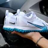  Giày Bóng Đá Cỏ Nhân Tạo Mercurial Vapor 15 Pro Airzoom Bo Thun Trắng Đế Xanh Da TF 