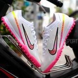  Giày Bóng Đá Cỏ Nhân Tạo Mercurial Air Zoom Vapor 15 Elite Bo Thun Trắng Đế Hồng Rashford TF 