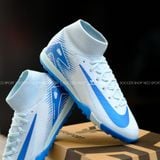  Giày Bóng Đá Cỏ Nhân Tạo Mercurial Superfly 10 Cổ Cao Xanh Da TF 