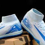  Giày Bóng Đá Cỏ Nhân Tạo Mercurial Superfly 10 Cổ Cao Xanh Da TF 