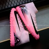  Giày Bóng Đá Cỏ Nhân Tạo Mercurial Superfly 10 Cổ Cao Hồng gót đen TF 