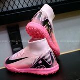  Giày Bóng Đá Cỏ Nhân Tạo Mercurial Superfly 10 Cổ Cao Hồng gót đen TF 