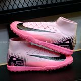  Giày Bóng Đá Cỏ Nhân Tạo Mercurial Superfly 10 Cổ Cao Hồng gót đen TF 