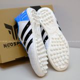 Giày Bóng Đá Cỏ Nhân Tạo 3 sọc 11Pro NEO Da sần Xanh Trắng TF 