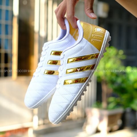  Giày Bóng Đá Cỏ Nhân Tạo 3 sọc 11Pro NEO Da sần Vàng Trắng TF 
