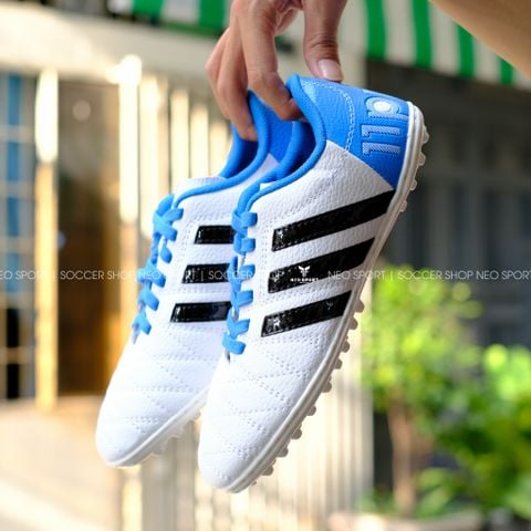  Giày Bóng Đá Cỏ Nhân Tạo 3 sọc 11Pro NEO Da sần Xanh Trắng TF 