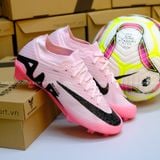  Giày Bóng Đá Cỏ Tự Nhiên Mercurial Air Zoom Vapor 15 Elite Bo Thun Mad Briliance Hồng Nhạt FG 