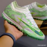  Giày Bóng Đá Cỏ Nhân Tạo Mercurial Air Zoom Vapor 15 Elite Bo Thun Bạc/Xanh Lá TF 