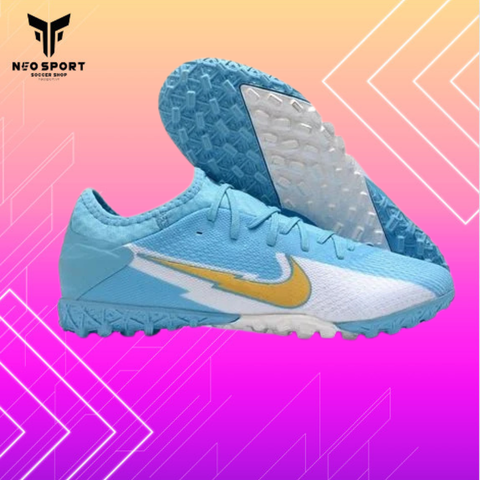  Giày Đá Banh Cỏ Nhân Tạo Mer Vapor 13 Pro bo thun Xanh Da TF 