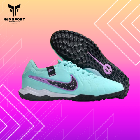  Giày Bóng Đá Cỏ Nhân Tạo Tiempo 10 Pro bo thun Xanh Ngọc TF 