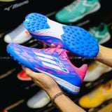  Giày Bóng Đá Cỏ Nhân Tạo F50 League Xanh Bích Gót Hồng Có Dây TF 