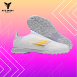  Giày Bóng Đá Cỏ Nhân Tạo F50 Trắng/Vàng đồng Không Dây Laceless Generation Pack TF 