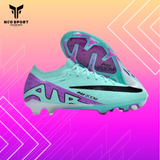  Giày Bóng Đá Cỏ Tự Nhiên Mercurial Air Zoom Vapor 15 Elite Bo Thun C1 Xanh Ngọc gót Tím FG 