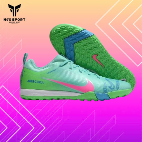  Giày Bóng Đá Cỏ Nhân Tạo Mercurial Vapor 16 Pro Bo Thun V3 Xanh Ngọc/Hồng TF 