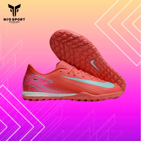  Giày Bóng Đá Cỏ Nhân Tạo Mercurial Vapor 16 Academy Mad Energy Đỏ/Hồng Logo Xanh TF 