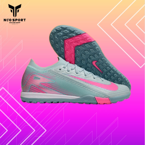  Giày Bóng Đá Cỏ Nhân Tạo Mercurial Vapor 16 Elite Bo Thun Xám Xanh/Logo Hồng TF 