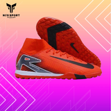  Giày Bóng Đá Cỏ Nhân Tạo Mercurial Superfly 10 Cổ Cao Đỏ/Gót Xám TF 