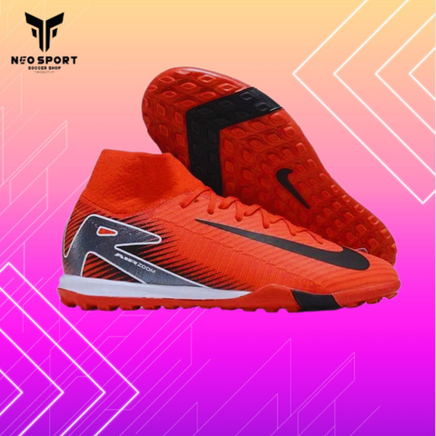  Giày Bóng Đá Cỏ Nhân Tạo Mercurial Superfly 10 Cổ Cao Đỏ/Gót Xám TF 