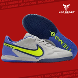  Giày Bóng Đá Futsal Tiempo 9 Pro Bo Thun Xám Gót Tím IC 