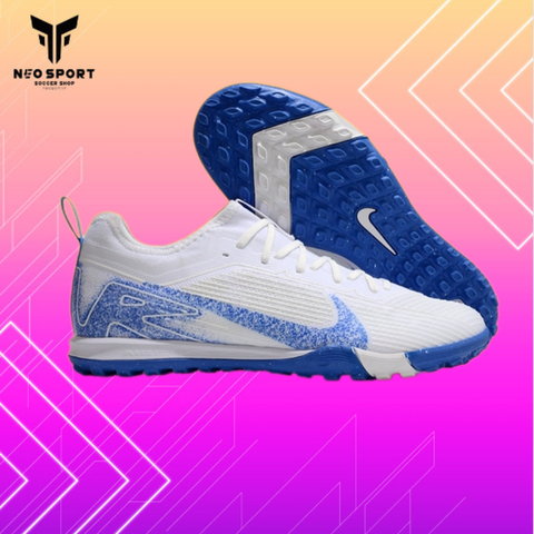 Giày Bóng Đá Cỏ Nhân Tạo Mercurial Vapor 16 Pro Bo Thun V3 Trắng Đế Xanh Bích TF 
