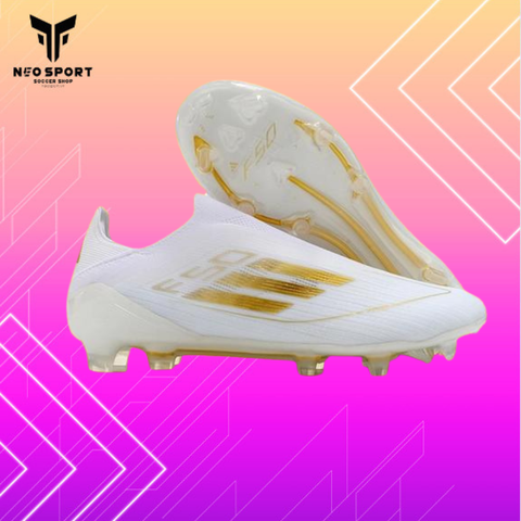 Giày Bóng Đá Cỏ Tự Nhiên F50 Trắng/Vàng đồng không dây Generation Pack FG 