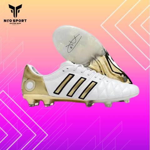  Giày Bóng Đá Cỏ Tự Nhiên Adipure 11Pro Toni Kroos Trắng Sọc Vàng FG 