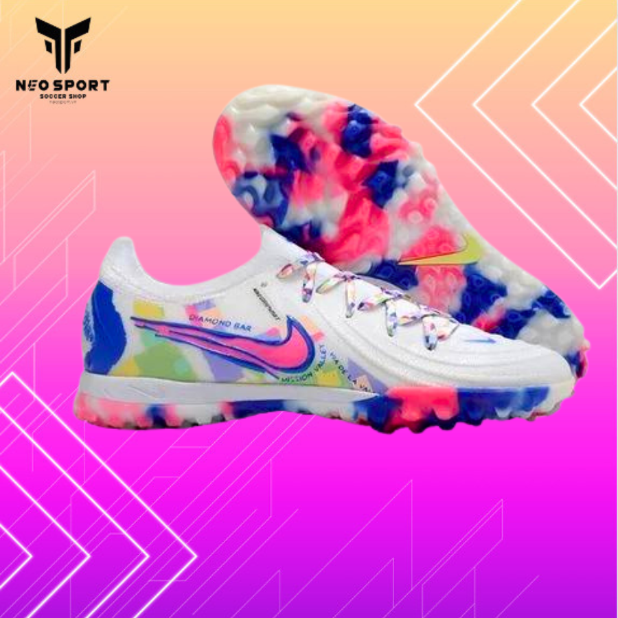  Giày Bóng Đá Cỏ Nhân Tạo Phantom GX2 Pro bo thun cổ thấp So Cal trắng đế camo TF 