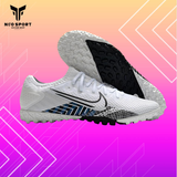  Giày Bóng Đá Cỏ Nhân Tạo Mercurial vapor 13 Pro MDS003 CR7 Bo Thun Trắng Đen TF 