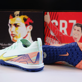  Giày Bóng Đá Cỏ Nhân Tạo Mercurial Vapor 16 Pro Bo Thun CR7 Xám/Xanh TF 