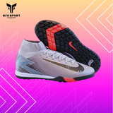 Giày Bóng Đá Cỏ Nhân Tạo Mercurial Superfly 10 Cổ Cao Full Xám TF 