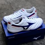  Giày Bóng Đá Chính Hãng Mizuno Morelia Trắng Logo Xanh Bích TF 