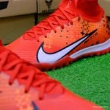  Giày Bóng Đá Cỏ Nhân Tạo Mercurial Air Zoom Superfly 9 Elite MDS CR7 Cổ Cao Đỏ/Cam TF 