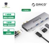  Đế cắm (Docking)- Hub đa năng 5 trong 1 cổng Type C cho MacBook- ORICO 2CT-5H-GY 