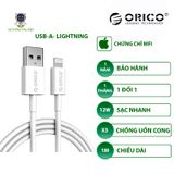 Cáp sạc Iphone USB A sang Lightning (MFI) ORICO- AL01-10-WH- Hàng Chính Hãng- Dây sạc chuẩn MFI 